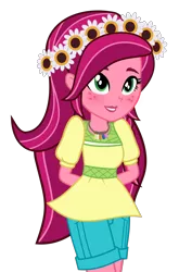 Size: 945x1432 | Tagged: artist needed, source needed, safe, derpibooru import, gloriosa daisy, equestria girls, legend of everfree, .svg available, clothes, magical geodes, shorts, simple background, solo, svg, transparent background, vector