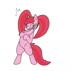 Size: 500x500 | Tagged: safe, artist:kushina13, derpibooru import, pacific glow, pinkie pie, pony, belly button, bipedal, clone, crying, eyelashes, pinkie clone, simple background, solo, teary eyes, tweezers, white background