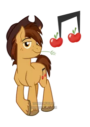 Size: 600x848 | Tagged: safe, artist:thephoebster, derpibooru import, oc, oc:dandee apple, unofficial characters only, earth pony, pony, cowboy hat, cutie mark, freckles, hat, male, offspring, parent:applejack, parent:promontory, parents:promontjack, simple background, solo, stallion, stetson, transparent background, vector