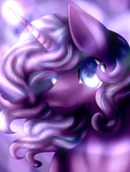 Size: 1772x2362 | Tagged: safe, artist:hikkamm, derpibooru import, oc, oc:flareheart, unofficial characters only, pony, unicorn, bust, colored pupils, female, heart eyes, magic, mare, portrait, solo, wingding eyes