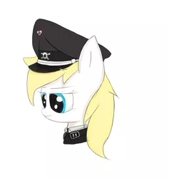 Size: 1024x1080 | Tagged: safe, artist:anonymous, derpibooru import, oc, oc:aryanne, unofficial characters only, earth pony, pony, clothes, female, hat, head, heart, military, nazi, schutzstaffel, simple background, solo, swastika, totenkopf, uniform, white background