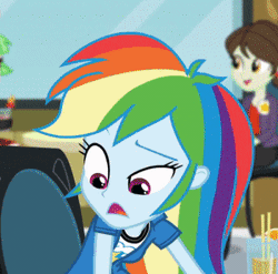 Size: 299x296 | Tagged: safe, derpibooru import, screencap, rainbow dash, sophisticata, watermelody, equestria girls, rainbow rocks, animated, cropped, gif, out of context, very out of context