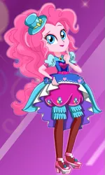 Size: 309x515 | Tagged: safe, artist:unicornsmile, derpibooru import, pinkie pie, equestria girls, clothes, crystal gala, hat, lipstick, musketeer, open mouth, solo, starsue