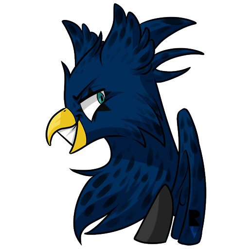 Size: 512x512 | Tagged: safe, artist:allocen, derpibooru import, oc, oc:eid, unofficial characters only, gryphon, eared griffon, griffon oc, grin, male, smiling, solo, telegram sticker, wings