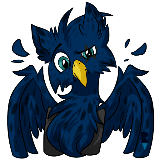 Size: 512x512 | Tagged: safe, artist:allocen, derpibooru import, oc, oc:eid, unofficial characters only, gryphon, confused, eared griffon, feather, griffon oc, male, solo, telegram sticker, wings