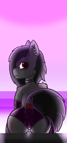 Size: 524x1118 | Tagged: questionable, artist:lazerblues, derpibooru import, oc, oc:deep rest, unofficial characters only, earth pony, pony, cameltoe, clothes, ear piercing, female, gloves, mare, panties, piercing, solo, solo female, underwear