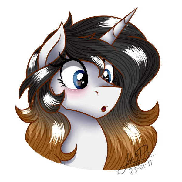 Size: 1250x1250 | Tagged: safe, artist:jack-pie, derpibooru import, oc, oc:scarlett letter, unofficial characters only, pony, unicorn, blushing, female, mare, open mouth, signature, simple background, solo, transparent background