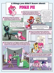 Size: 2000x2681 | Tagged: suggestive, artist:sslug, derpibooru import, crackle, doctor horse, doctor stable, pinkie pie, queen chrysalis, twilight sparkle, oc, changeling, dragon, series:five things you didn't know, balloon, balloon animal, carmen sandiego, clothes, comic, cuffs, disguise, elvis presley, facial hair, female, glasses, hat, high res, implied lesbian, implied sex, infertility, inhaler, lesbian, moustache, ruined for marriage, shipping, suit, sunglasses, twinkie, waldo, where's waldo