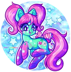 Size: 989x1000 | Tagged: safe, artist:dolcisprinkles, derpibooru import, minty, pony, alternate hairstyle, g3, pigtails, solo, winter minty