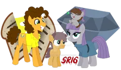 Size: 900x517 | Tagged: safe, artist:superrosey16, derpibooru import, cheese sandwich, maud pie, oc, oc:clay, oc:rock candy, earth pony, pony, baby, baby pony, bow, clothes, colt, crack shipping, dress, female, filly, hair bow, male, maudwich, offspring, parent:cheese sandwich, parent:maud pie, parents:maudwich, shipping, straight, watermark, wrong cutie mark
