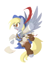 Size: 750x1200 | Tagged: safe, artist:l8lhh8086, derpibooru import, derpy hooves, pegasus, pony, clothes, female, hat, letter, mailbag, mare, musketeer, paper, scroll, simple background, solo, transparent background