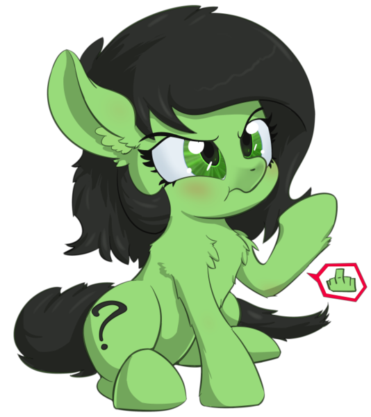 Size: 667x750 | Tagged: safe, artist:lockhe4rt, artist:transgressors-reworks, color edit, derpibooru import, edit, oc, oc:anon, oc:anonfilly, unofficial characters only, earth pony, pony, angry, blushing, chest fluff, colored, cute, female, filly, fluffy, fuck you, hooves, middle finger, rude, scrunchy face, simple background, solo, transparent background, vulgar