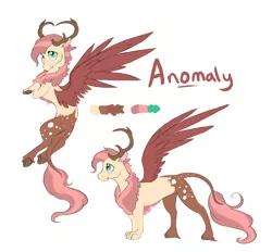 Size: 3056x2832 | Tagged: artist:xenalollie, derpibooru import, draconequus, hybrid, interspecies offspring, oc, oc:anomaly, offspring, parent:discord, parent:fluttershy, parents:discoshy, reference sheet, safe, simple background, solo, unofficial characters only, white background