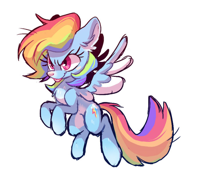 Size: 687x614 | Tagged: safe, artist:miikanism, derpibooru import, rainbow dash, chest fluff, ear fluff, simple background, solo, tongue out, white background