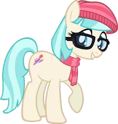 Size: 5720x6000 | Tagged: absurd resolution, artist:slb94, clothes, coco pommel, cute, derpibooru import, glasses, hat, hipster, raised hoof, safe, scarf, simple background, solo, transparent background, vector