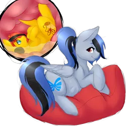 Size: 4000x4000 | Tagged: suggestive, artist:dewdropinn, derpibooru import, oc, oc:acela, oc:southern belle, unofficial characters only, earth pony, pegasus, pony, abdominal bulge, fetish, internal, pillow, stomach acid, vore