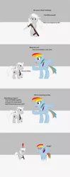 Size: 803x2038 | Tagged: suggestive, artist:planetkiller, derpibooru import, rainbow dash, oc, oc:boop fandango, pegasus, pony, comic:wingermortis, blushing, chest fluff, comic, dead, innuendo, limbo, my name is inigo montoya, pointing, pointy ponies, simple background, spread wings, style emulation, team fortress 2, wingboner, wings, your eternal reward