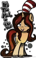 Size: 784x1258 | Tagged: safe, artist:starchasesketches, derpibooru import, edit, oc, oc:melany, unofficial characters only, pony, base used, crossover, female, mare, solo, the cat in the hat