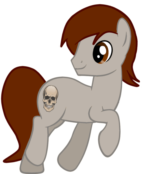 Size: 815x981 | Tagged: safe, artist:rsa.fim, derpibooru import, oc, oc:vital skull, unofficial characters only, earth pony, pony, cutie mark, looking back, oc recolor, raised hoof, recolor, simple background, skull, solo, transparent background, trotting, vector