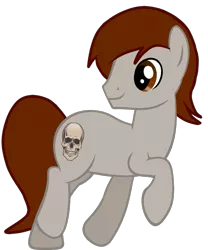 Size: 815x981 | Tagged: safe, artist:rsa.fim, derpibooru import, oc, oc:vital skull, unofficial characters only, earth pony, pony, cutie mark, looking back, oc recolor, raised hoof, recolor, simple background, skull, solo, transparent background, trotting, vector