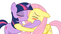 Size: 6400x3600 | Tagged: absurd resolution, .ai available, artist:dharthez, blushing, derpibooru import, female, fluttershy, kissing, lesbian, safe, shipping, simple background, transparent background, twilight sparkle, twishy, vector