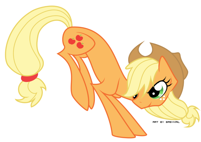 Size: 1276x904 | Tagged: applejack, artist:basykail, bucking, derpibooru import, safe, simple background, solo, transparent background