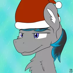 Size: 4000x4000 | Tagged: safe, artist:treble sketch, derpibooru import, oc, oc:diamond jack, unofficial characters only, earth pony, pony, chest fluff, christmas, commission, male, smiling, smug smile, solo