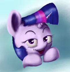 Size: 461x475 | Tagged: artist:neitronik, creepy, derpibooru import, happy, lidded eyes, safe, solo, tired, twilight sparkle, uncanny valley