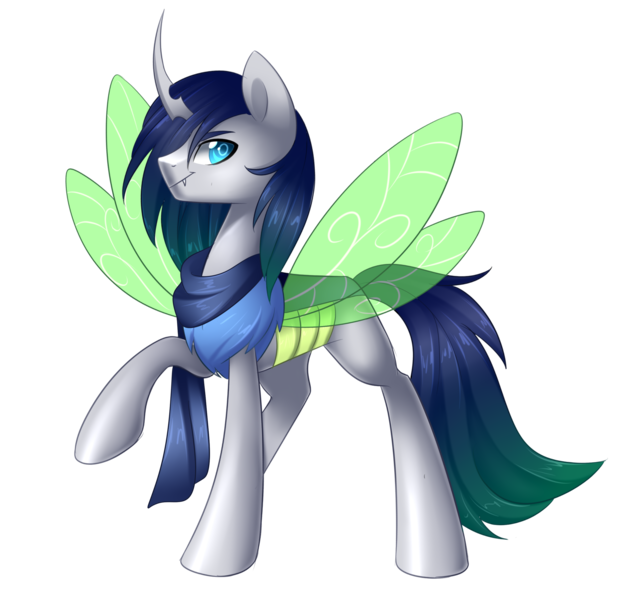 Size: 2672x2555 | Tagged: safe, artist:scarlet-spectrum, derpibooru import, oc, unofficial characters only, changeling, changeling oc, commission, male, raised hoof, simple background, solo, transparent background, white changeling