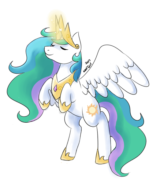 Size: 627x720 | Tagged: artist:amber7041, derpibooru import, magic, princess celestia, rearing, safe, solo