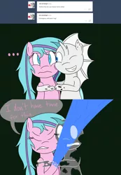 Size: 1280x1850 | Tagged: albino changeling, artist:hummingway, ask-humming-way, derpibooru import, dialogue, oc, oc:paradigm, oc:swirly shells, safe, tumblr, tumblr comic, unofficial characters only, white changeling