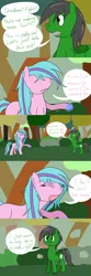 Size: 1280x3840 | Tagged: artist:hummingway, ask-humming-way, derpibooru import, dialogue, forest, oc, oc:feather hummingway, oc:swirly shells, safe, tumblr comic, unofficial characters only