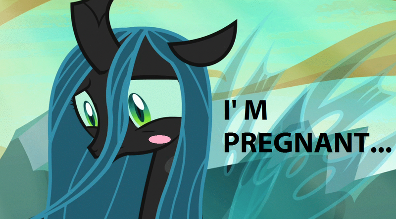 Size: 1324x732 | Tagged: changeling, changeling queen, derpibooru import, edit, edited screencap, female, implied pregnancy, meme, pregnant, queen chrysalis, safe, screencap, solo, to where and back again