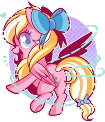 Size: 1000x1155 | Tagged: safe, artist:xwhitedreamsx, derpibooru import, oc, oc:bay breeze, unofficial characters only, pegasus, pony, bow, commission, cute, female, hair bow, heart eyes, looking back, mare, ocbetes, open mouth, rear view, simple background, smiling, solo, transparent background, wingding eyes