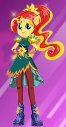 Size: 278x534 | Tagged: safe, artist:unicornsmile, derpibooru import, sunset shimmer, equestria girls, boots, clothes, high heel boots, lipstick, musketeer, pants, ponied up, solo, starsue, super ponied up