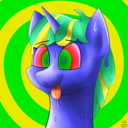 Size: 4000x4000 | Tagged: safe, artist:treble sketch, derpibooru import, oc, oc:treble sketch, unofficial characters only, goo pony, original species, pony, unicorn, commission, female, hypnosis, mare, smiling, solo, swirly eyes, tongue out