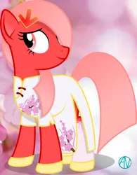 Size: 1080x1383 | Tagged: safe, artist:arifproject, derpibooru import, oc, oc:downvote, ponified, unofficial characters only, earth pony, pony, derpibooru, 2017, abstract background, cheongsam, chinese new year, clothes, cute, derpibooru ponified, hair over one eye, hairclip, meta, solo, vector, year of the rooster