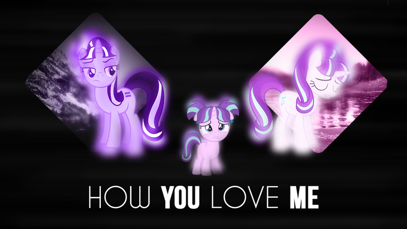 Size: 1280x720 | Tagged: safe, artist:dashiesparkle, artist:fazexpon3, artist:kart6, artist:luckreza8, artist:the-aziz, derpibooru import, starlight glimmer, pony, unicorn, alternate hairstyle, blank flank, collaboration, equal cutie mark, equalized, female, filly, filly starlight glimmer, glow, lake, mare, mountain, photo, pigtails, pmv, sad, solo, thumbnail, tree, vector, wallpaper