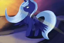 Size: 5400x3600 | Tagged: artist needed, safe, derpibooru import, princess luna, alicorn, pony, absurd resolution, colored pupils, crepuscular rays, noon, s1 luna, solo, spread wings, sunlight
