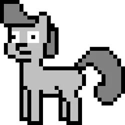 Size: 256x256 | Tagged: safe, artist:thepristineeye, derpibooru import, oc, oc:intern, unofficial characters only, earth pony, pony, castle of the winds, grayscale, icon, monochrome, pixel art, solo