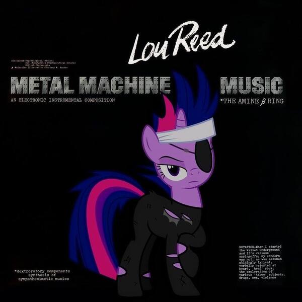 Size: 894x894 | Tagged: safe, derpibooru import, twilight sparkle, pony, unicorn, album cover, artifact, facebook, female, future twilight, lou reed, mare, metal machine music, parody, ponified album cover, solo