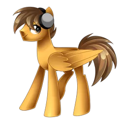 Size: 2502x2429 | Tagged: safe, artist:scarlet-spectrum, derpibooru import, oc, oc:compylight, unofficial characters only, pegasus, pony, brown hair, commission, headphones, male, simple background, smiling, solo, stallion, transparent background