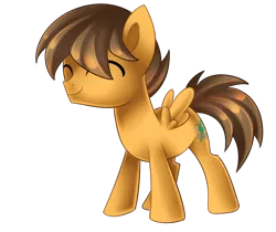 Size: 1552x1302 | Tagged: safe, artist:scarlet-spectrum, derpibooru import, oc, oc:compylight, unofficial characters only, pegasus, pony, brown hair, colt, commission, eyes closed, male, simple background, smiling, solo, transparent background