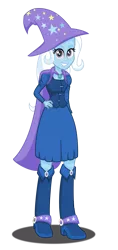 Size: 2279x4811 | Tagged: safe, artist:deannaphantom13, derpibooru import, trixie, equestria girls, absurd resolution, boots, cape, clothes, fall formal outfits, hat, high heel boots, simple background, solo, transparent background, trixie's cape, trixie's hat, vector, wizard hat