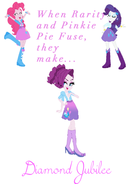 Size: 892x1194 | Tagged: safe, artist:animeponynintendo, derpibooru import, pinkie pie, rarity, equestria girls, boots, bracelet, clothes, fusion, high heel boots, high heels, jewelry, skirt, tights