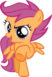 Size: 381x571 | Tagged: artist:theairgonaut, derpibooru import, looking at you, missing limb, raised hoof, safe, scootaloo, simple background, solo, transparent background, vector