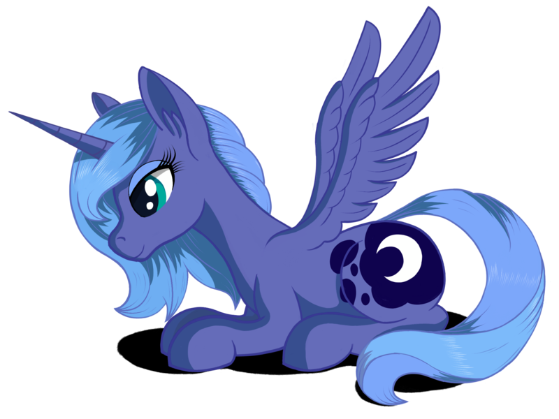 Size: 2048x1536 | Tagged: safe, artist:negasun, derpibooru import, princess luna, alicorn, pony, prone, s1 luna, simple background, solo, spread wings, transparent background