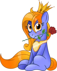 Size: 4856x6010 | Tagged: safe, artist:deyrasd, derpibooru import, oc, unofficial characters only, earth pony, pony, absurd resolution, crown, female, flower, flower in mouth, jewelry, mare, mouth hold, regalia, rose, simple background, sitting, solo, transparent background, vector