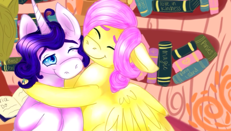 Size: 809x460 | Tagged: artist needed, butterscotch, derpibooru import, elusive, fluttershy, love in kindness, rarity, rule 63, safe