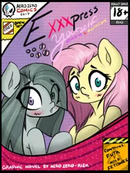 Size: 1500x2000 | Tagged: artist:aer0 zer0, comic, comic cover, comic:exxxpress yourself, derpibooru import, female, fluttershy, implied futa, lesbian, marble pie, marbleshy, shipping, suggestive